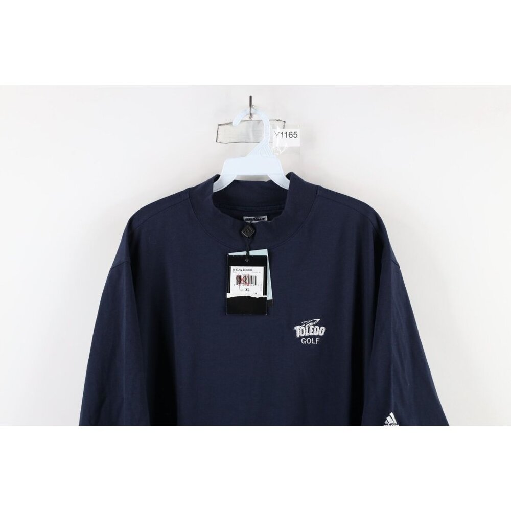 New Adidas Mens XL Team Issued University of Toledo Golf Mock Neck T-Shirt Blue - Picture 2 of 13